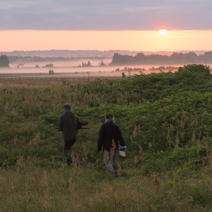 Setting up nets in the early morning